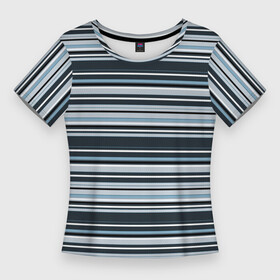 Женская футболка 3D Slim с принтом Горизонтальные синие, голубые, белые полосы в Новосибирске,  |  | blue | horizontal | horizontal stripes | light blue | lines | retro | striped | stripes | strokes | white | белые | геометрический | горизонталь | горизонтальные полосы | линии | минимализм | полосатый | полосы | простой | ретро | синий | синий 