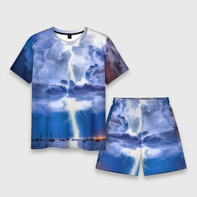 Мужской костюм с шортами 3D с принтом Разряд молнии над океаном в Новосибирске,  |  | Тематика изображения на принте: element | lightning | nature | ocean | storm | storm cloud | yacht | гроза | молния | океан | природа | стихия | туча | яхта