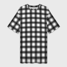 Платье-футболка 3D с принтом Black and white trendy checkered pattern в Новосибирске,  |  | black and white | checkered pattern | trendy | в клетку | геометрический узор | клетчатый узор | модный | черно белая клетка