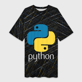 Платье-футболка 3D с принтом PYTHON  ЛОГО в Новосибирске,  |  | big data | hacker | it | python | snake | айти | база данных | взлом | змея | искусственный интелект | кодер | нейросети | пайтон | питон | прогер | программирование | программист | разработчик | хакер