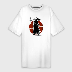 Платье-футболка хлопок с принтом Самурай Минимализм в Новосибирске,  |  | japan | samurai | закат | самурай | япония