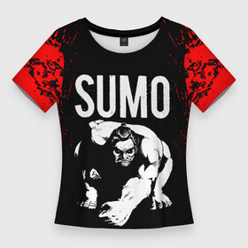 Женская футболка 3D Slim с принтом Мощный сумоист в Новосибирске,  |  | sumo | боевые искусства | борец сумо | борьба сумо | единоборства | мощный | рикиси | сумо | сумоист