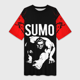 Платье-футболка 3D с принтом Мощный сумоист в Новосибирске,  |  | sumo | боевые искусства | борец сумо | борьба сумо | единоборства | мощный | рикиси | сумо | сумоист