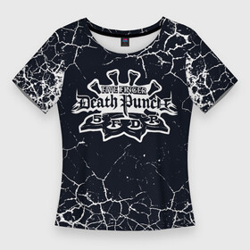 Женская футболка 3D Slim с принтом Five Finger Death Punch  текстура мелкие трещины в Новосибирске,  |  | 5fdp | 5фдп | ffdp | five finger death punch | metal | music | skeleton | sounds | метал | музыка | рок | череп