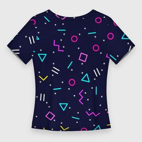 Женская футболка 3D Slim с принтом Neon geometric shapes в Новосибирске,  |  | abstract | blue | circles | colorful | graphic | minimalism | pattern | retro | squares | te | triangle | vector | абстрактный | белый | вектор | графический | квадраты | красочный | круги | линии | минимализм | ретро | розовый | синий | текстура