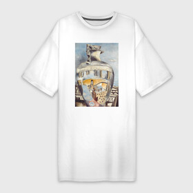 Платье-футболка хлопок с принтом Souvenir of Florence в Новосибирске,  |  | абстракция | ваза | винтаж | геометрия | картина | классика | минимализм | отражение | синий | треугольник | экспрессионизм