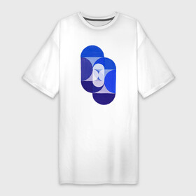 Платье-футболка хлопок с принтом Key Blue в Новосибирске,  |  | абстракция | винтаж | геометрия | культура | минимализм | паттерн | синий | текстура