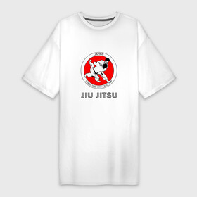 Платье-футболка хлопок с принтом Jiu Jitsu: since 16 century в Новосибирске,  |  | белый | боевые искусства | желтый | спорт | япония