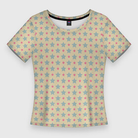 Женская футболка 3D Slim с принтом Бежевые звездочки в Новосибирске,  |  | абстрактные | классика | классические | нейтральные | спокойные | узор | узоры