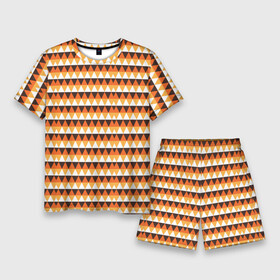 Мужской костюм с шортами 3D с принтом Треугольники на оранжевом фоне в Новосибирске,  |  | абстрактные | классика | классические | нейтральные | спокойные | узор | узоры