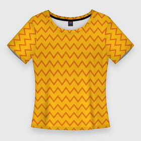Женская футболка 3D Slim с принтом Оранжевые линии зиг заги в Новосибирске,  |  | абстрактные | классика | классические | нейтральные | спокойные | узор | узоры