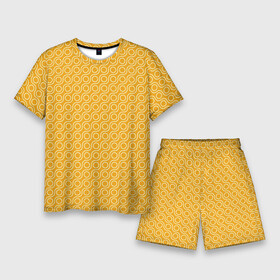 Мужской костюм с шортами 3D с принтом Волнистые желтые узоры в Новосибирске,  |  | абстрактные | абстракция | геометрия | классика | классические | нейтральные | спокойные | узор | узоры