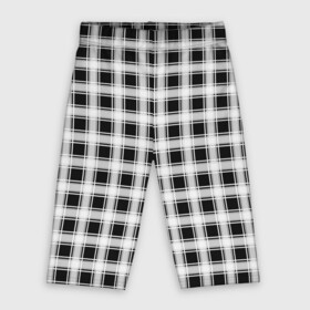 Велосипедки 3D с принтом Black and white tartan check в Новосибирске,  |  | black and white | tartan | клетка | клетчатый узор | узор в клетку | черно белый | шотландка