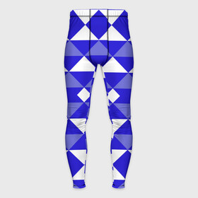Мужские тайтсы 3D с принтом Бело синий геометрический узор в Новосибирске,  |  | белый | геометрические фигуры | геометрический узор | синий | треугольники