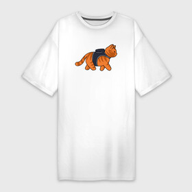 Платье-футболка хлопок с принтом Минималистичны котик из stray в Новосибирске,  |  | cat | kitty | stray | кот | котенок | котик | кошка | минимализм | полосатый