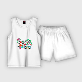 Детская пижама с шортами хлопок с принтом Go Go Аппликация разноцветные буквы в Новосибирске,  |  | go go | гоу гоу | детский | модный | разноцветные буквы | спортивные танцы