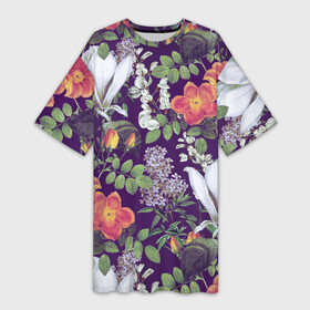 Платье-футболка 3D с принтом Оранжевые Цветы Сада в Новосибирске,  |  | flowers | orange | summer | букет | лето | оранжевый | природа | растение | сад | садоводство | флора | цветы