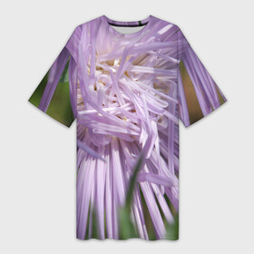 Платье-футболка 3D с принтом Астра в стиле хаос в Новосибирске,  |  | Тематика изображения на принте: астра | беспорядок | дача | игла | лепесток | лето | природа | растение | тонкий | участок | фазенда | фиолетовый | хоас | цветение | цветовод | цветоводство | цветок | цветы