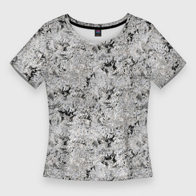 Женская футболка 3D Slim с принтом Светло серый абстрактный в Новосибирске,  |  | abstract | granite | grey | grunge | light grey | marble | monochrome | stone | абстрактный | гранжевый | гранит | камень | монохромный | мрамор | светло серый | серый