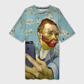 Платье-футболка 3D с принтом Ван Гог Селфи  Арт Портрет в Новосибирске,  |  | van gogh | вангог | мем | художник | цветущие ветки миндаля