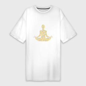 Платье-футболка хлопок с принтом Медитация смайлики в Новосибирске,  |  | дзен | йога | медитация | смайлики | смайлы | человек | эмоции