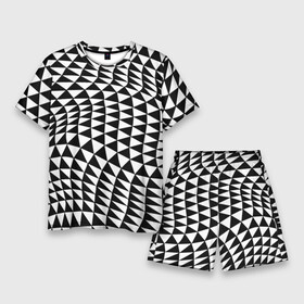 Мужской костюм с шортами 3D с принтом Геометрический паттерн  минимализм в Новосибирске,  |  | geometry | minimalism | pattern | triangle | wave | волна | геометрия | минимализм | паттерн | треугольник