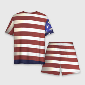 Мужской костюм с шортами 3D с принтом Американский флаг: блестящие звезды и полоски в Новосибирске,  |  | америка | блестящий | звезды | красный | перламутровый | полоска | синий | сша | флаг