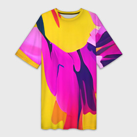 Платье-футболка 3D с принтом Яркие позитивные узоры в Новосибирске,  |  | abstraction | colors | funny | multicoloured | pattern | pink | positive | red | splashes | yellow | абстракция | веселый | желтый | краска | красный | летний | позитив | пятна | радостный | разноцветный | розовый | узоры | фееричный