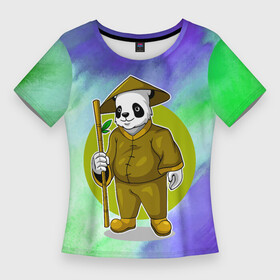Женская футболка 3D Slim с принтом Мудрая Кунг фу панда в Новосибирске,  |  | gong fu | gongfu | kung fu | kungfu | panda | бамбуковый медведь | боевые исскуства | большая панда | вин чун | единоборства | кунг фу | кунгфу | медведь | медведь кошка | панда | пиньинь | пятнистый медведь | спорт