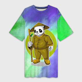 Платье-футболка 3D с принтом Мудрая Кунг фу панда в Новосибирске,  |  | gong fu | gongfu | kung fu | kungfu | panda | бамбуковый медведь | боевые исскуства | большая панда | вин чун | единоборства | кунг фу | кунгфу | медведь | медведь кошка | панда | пиньинь | пятнистый медведь | спорт