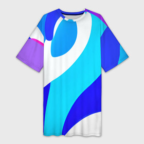 Платье-футболка 3D с принтом Яркая авангардная абстракция в Новосибирске,  |  | abstraction | blue | bright | energy | multicoloured | pattern | pink | positive | shapes | white | абстракция | белый | паттерн | позитивный | разноцветный | розовый | синий | узоры | фееричный | фигуры | энергичный | яркий
