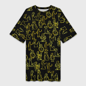 Платье-футболка 3D с принтом Золотые египетские иероглифы: женщины в Новосибирске,  |  | египет | египетский  иероглиф | женщина | золото | иероглифы | история