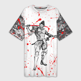 Платье-футболка 3D с принтом Metal gear rising blood в Новосибирске,  |  | metal gear rising | metalgearrising | revengeance | водомерки | киборги | метал гир | метал гир ризинг