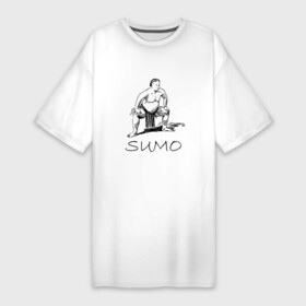Платье-футболка хлопок с принтом Сумо минимализм в Новосибирске,  |  | sumo | боевые искусства | борец сумо | борьба сумо | единоборства | рикиси | сумо | сумоист