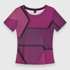 Женская футболка 3D Slim с принтом Геометрические фигуры в движении в Новосибирске,  |  | 3d | 3д | геометрия | иллюзия | многоугольники | оптическая | фигуры | эффект