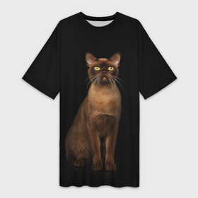 Платье-футболка 3D с принтом Бурма окраса соболь в Новосибирске,  |  | бурма | бурманская кошка | бурманский кот | бурманский котенок | кот бурма | котенок бурма | кошка бурма