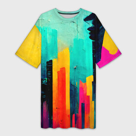 Платье-футболка 3D с принтом Уличный гранж стиль в Новосибирске,  |  | abstraction | art | graffiti | grunge | lines | multicoloured | paint | splashes | street | strokes | style | young | абстракция | брызги | гранж | граффити | искусство | краска | линии | молодежный | полосы | потертый | разноцветный | стиль | уличный
