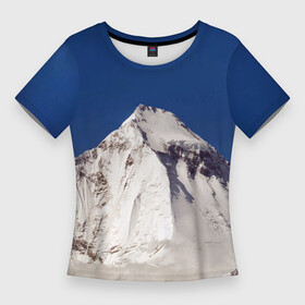 Женская футболка 3D Slim с принтом Дхаулагири  белая гора, Гималаи, 8167 м в Новосибирске,  |  | dhaulagiri | glacier | himalayas | mountain | nature | snow | top | вершина | гималаи | гора | дхаулагири | ледник | природа | снег