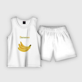 Детская пижама с шортами хлопок с принтом Bananas, бананы в Новосибирске,  |  | bananas | бананы | еда | желтый | лето | фрукты
