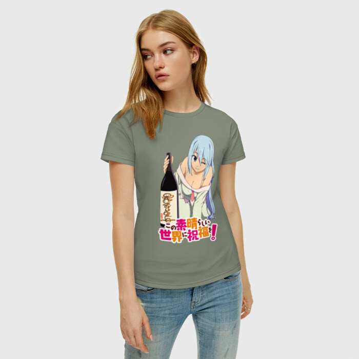 Женская футболка хлопок KonoSuba. Аква фото