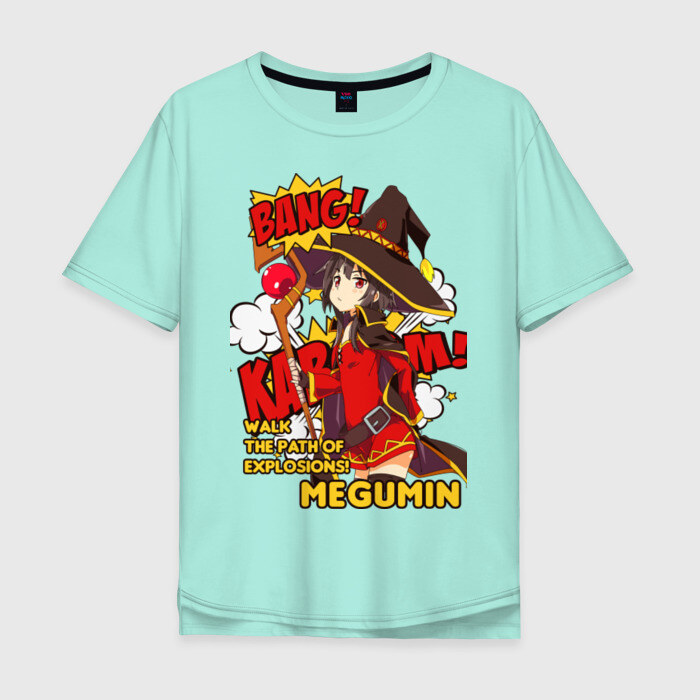 Мужская футболка хлопок Oversize KonoSuba. Мегумин фото