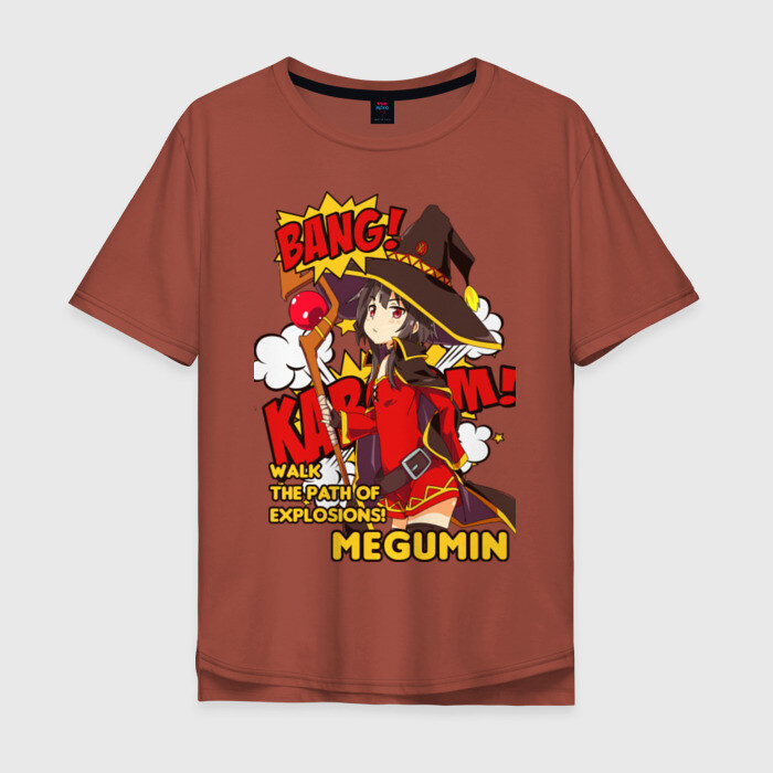 Мужская футболка хлопок Oversize KonoSuba. Мегумин фото